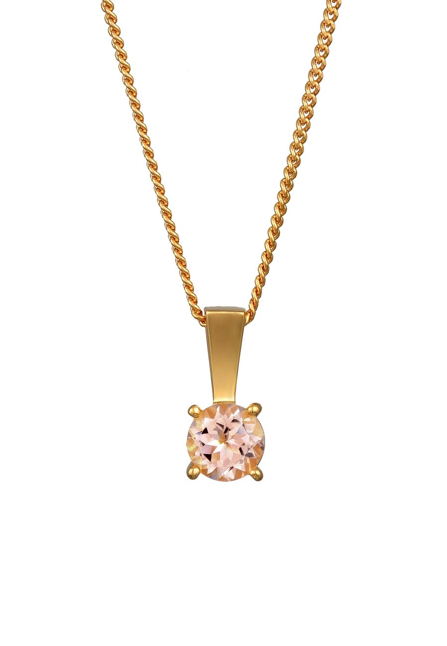 Elli PREMIUM Damski Solitaire zawieszka Elegant z kamieniem szlachetnym morganit w pozłacanym srebrze próby 925 Sterling Silver Naszyjniki 1 ct