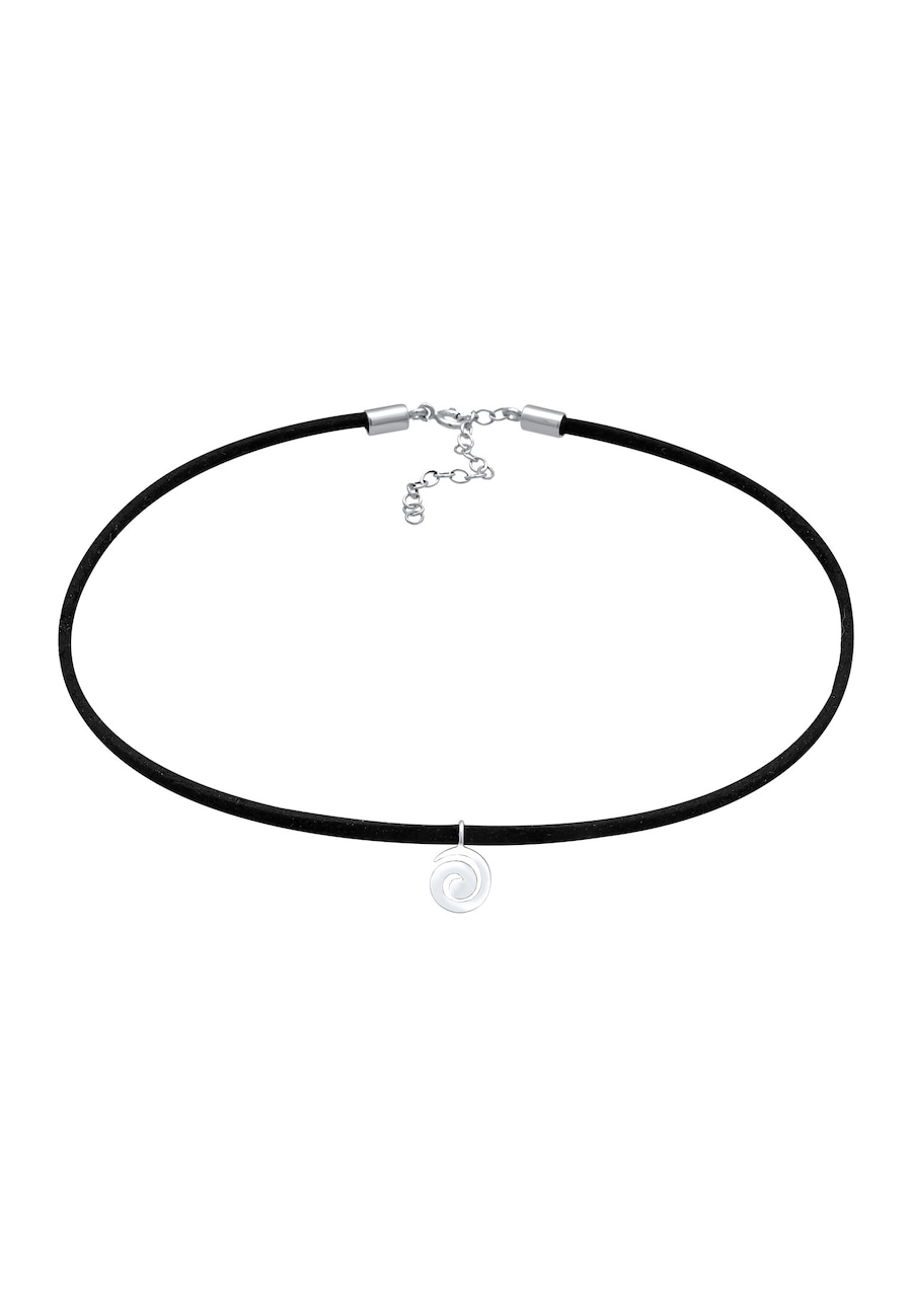Elli Damski choker spiralny z imitacji skóry ze srebra próby 925 Sterling Silver Naszyjniki 1 ct