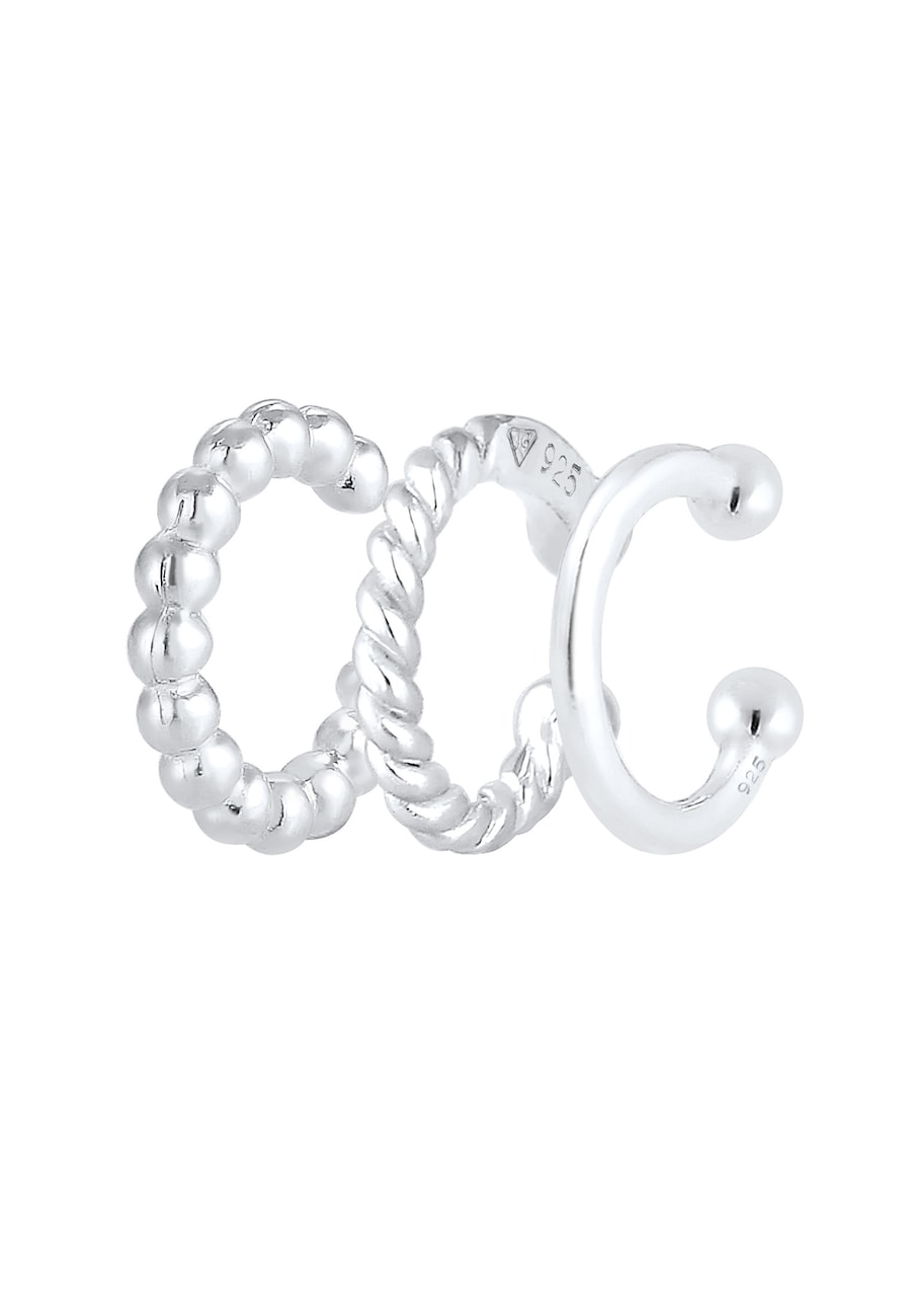 Elli Damski zestaw nausznic Geo Minimal Look wykonany ze srebra próby 925 Sterling Silver Nausznice 1 ct