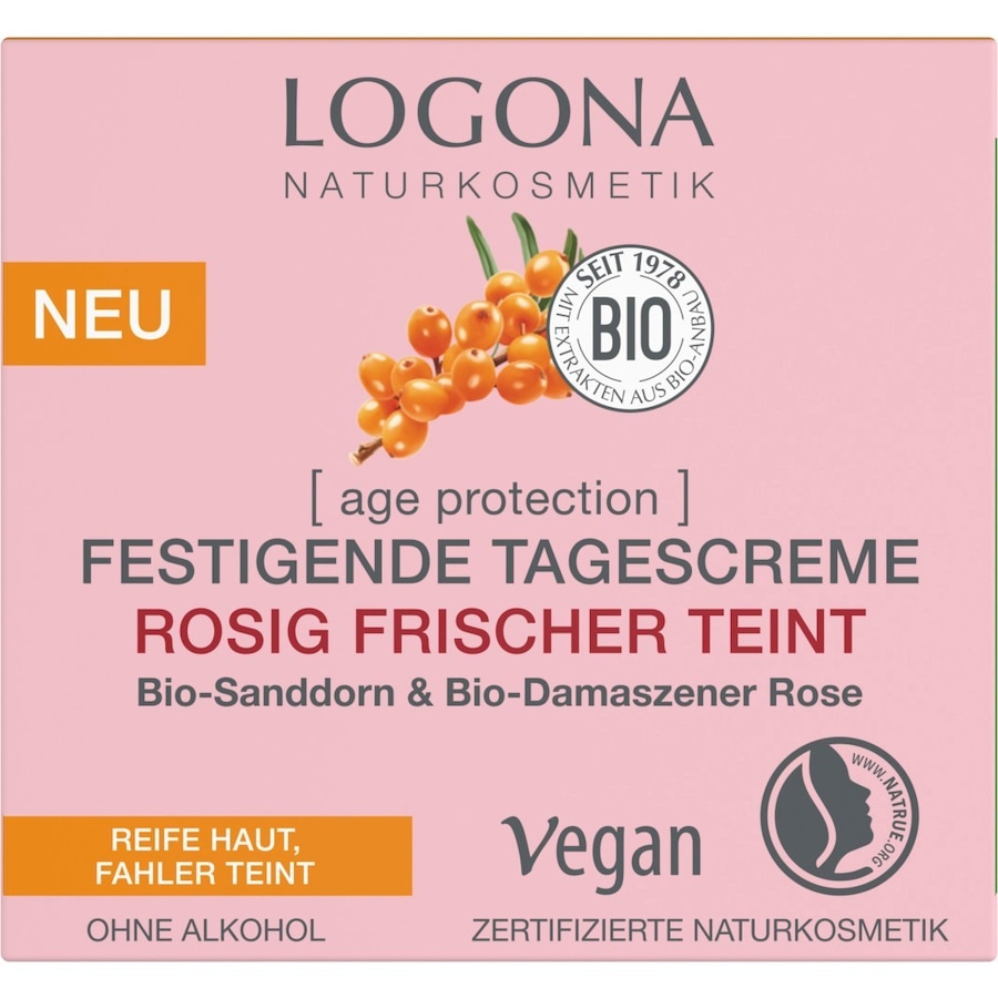 Logona Age Protection Ujędrniający krem na dzień z organicznym rokitnikiem i organiczną różą damasceńską Kremy na dzień 50 ml