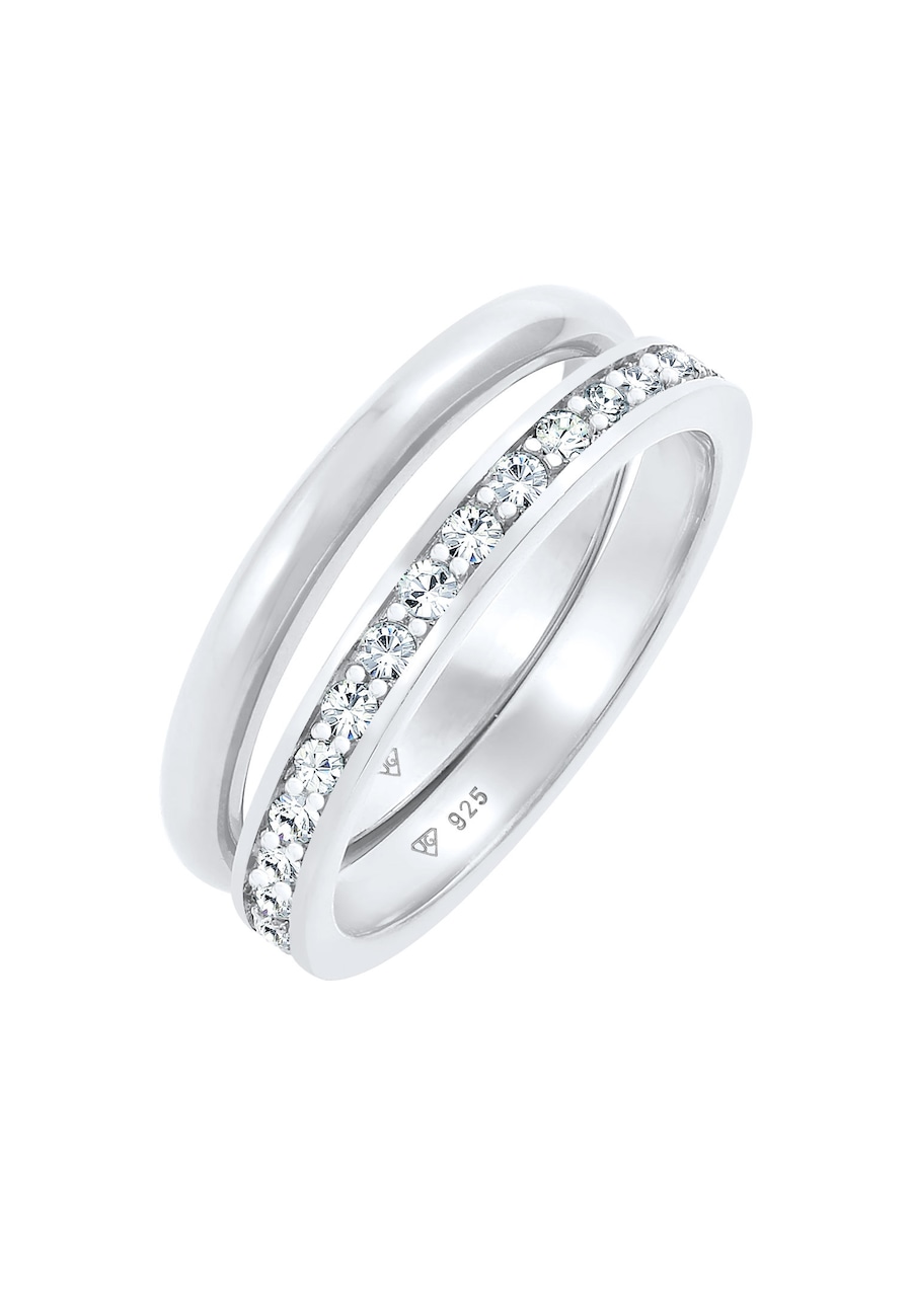 Elli Pierścionek damski Memorie Set Basic Trend z kryształkami ze srebra próby 925 Pierścionki 1 ct Damski
