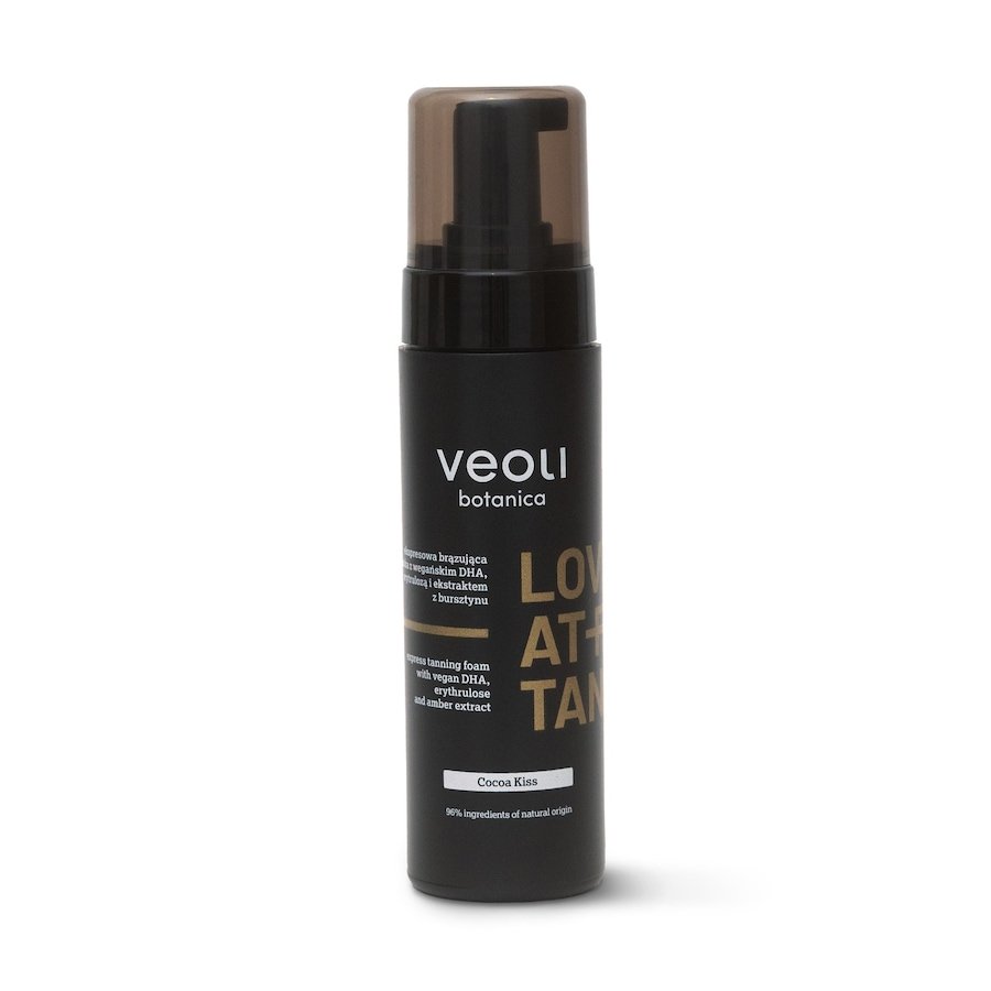 Veoli Botanica LOVE AT FIRST TAN ekspresowa brązująca pianka z wegańskim DHA, erytrulozą i ekstraktem z bursztynu Cocoa Kiss Samoopalacze 200 ml