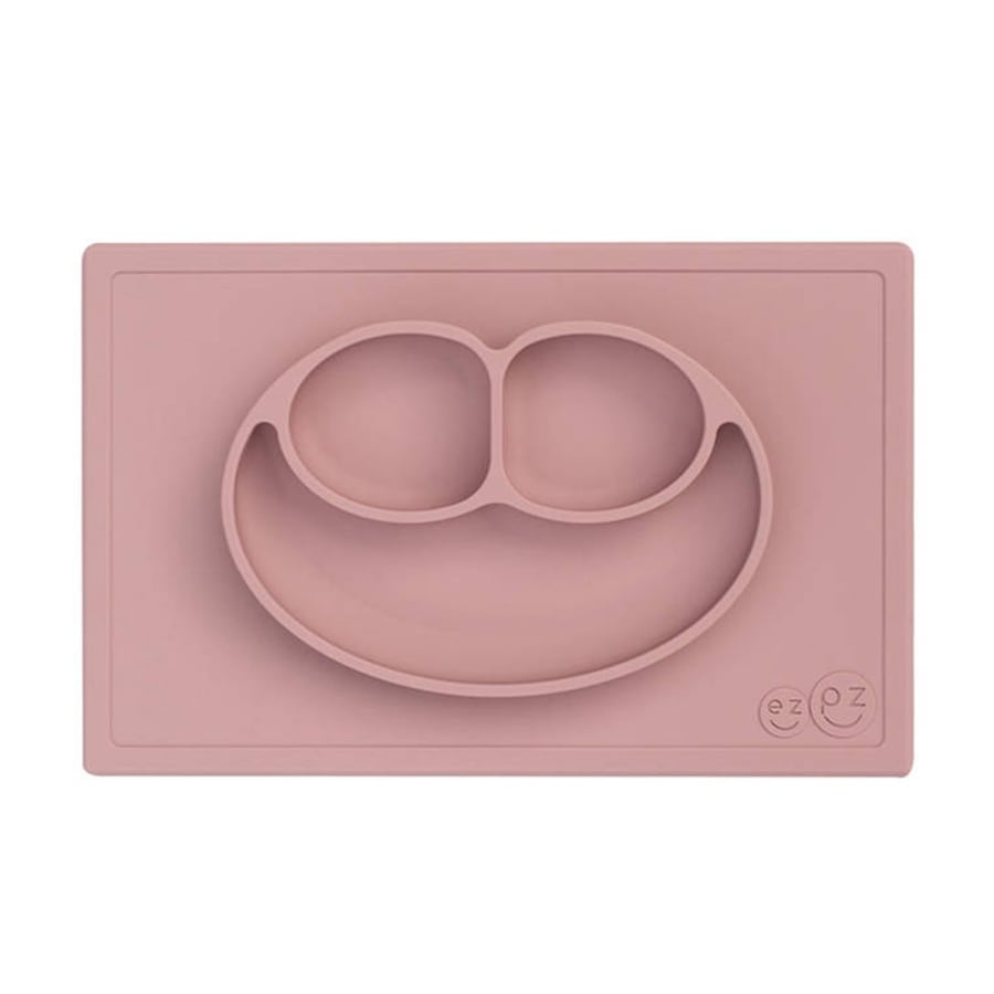 EZPZ EZPZ Silikonowy talerzyk z podkładką 2w1 Happy Mat pastelowy róż Akcesoria 1 ct