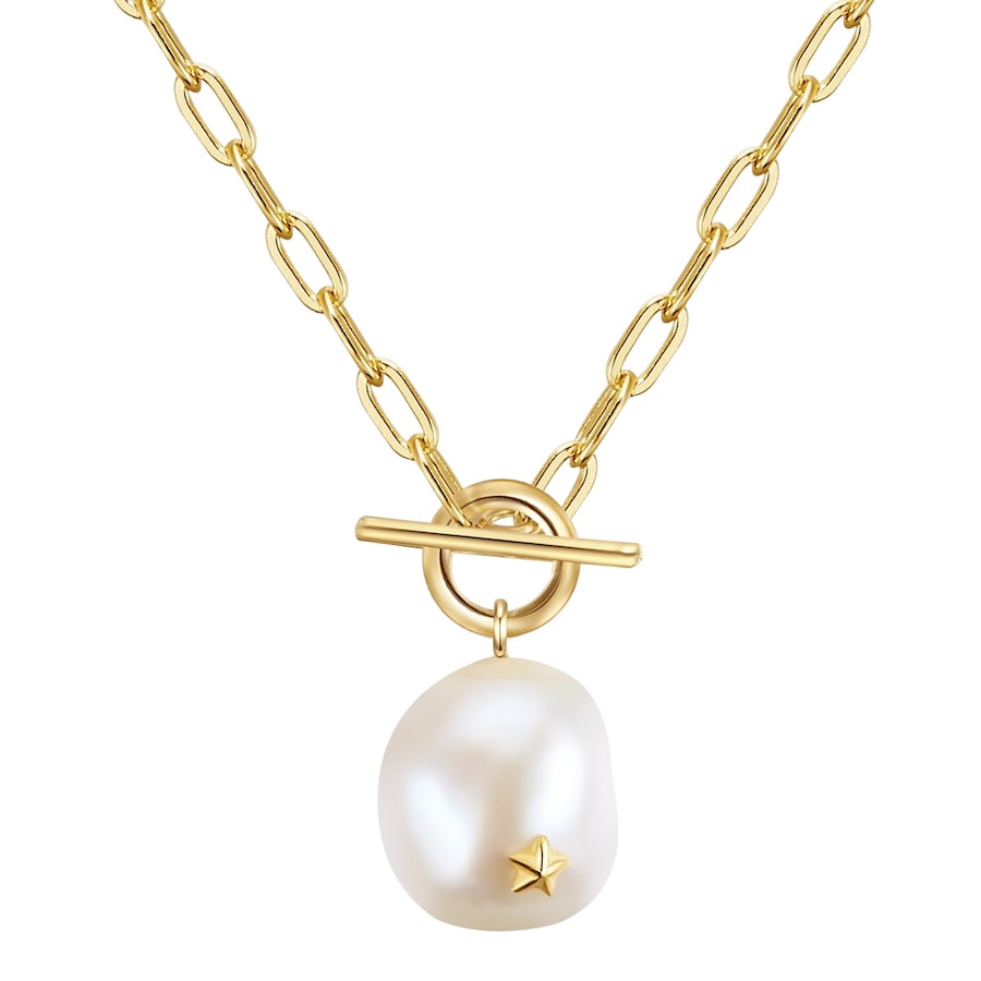 Glanzstücke München Naszyjnik srebrny srebro wysokiej próby Perła hodowlana słodkowodna żółte złoto Naszyjniki 1 ct Damski