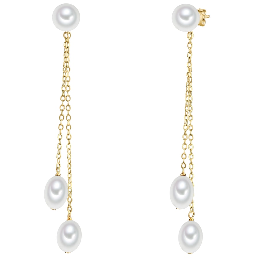 Valero Pearls Kolczyki wiszące srebrne srebro wysokiej próby Perła hodowlana słodkowodna żółte złoto 1 ct Damski