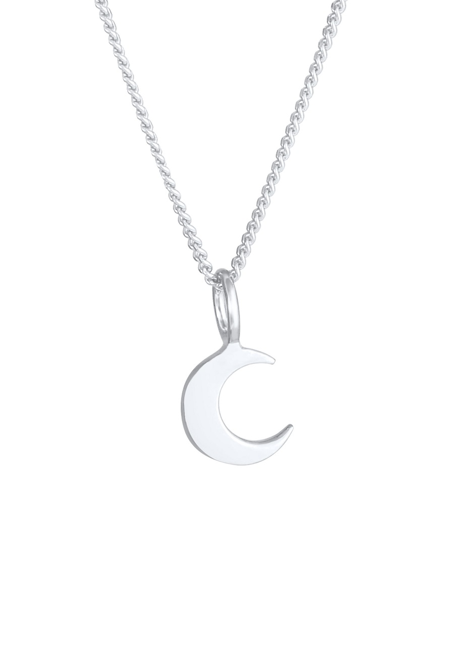 Elli Ladies Moon Half Moon Astro Basic łańcuch krawężnikowy w 925 Sterling Silver Naszyjniki 1 ct Damski