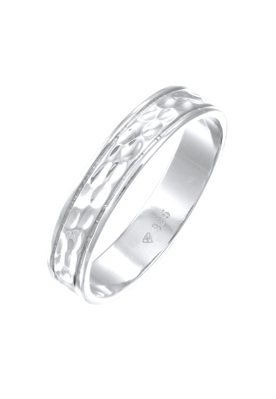 Elli PREMIUM Damska obrączka Para Partner Ślub ze strukturą w srebrze 925 Sterling Silver Pierścionki 1 ct Damski