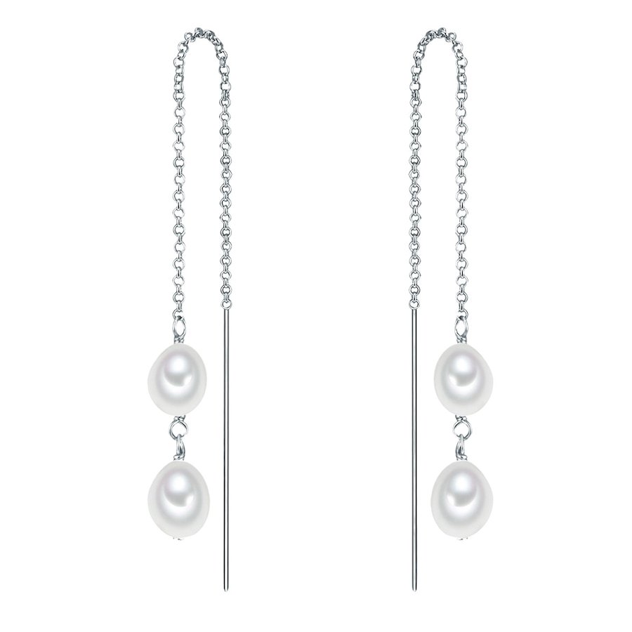 Valero Pearls Kolczyki wiszące z perłą srebro wysokiej próby Perła hodowlana słodkowodna srebrny 1 ct Damski