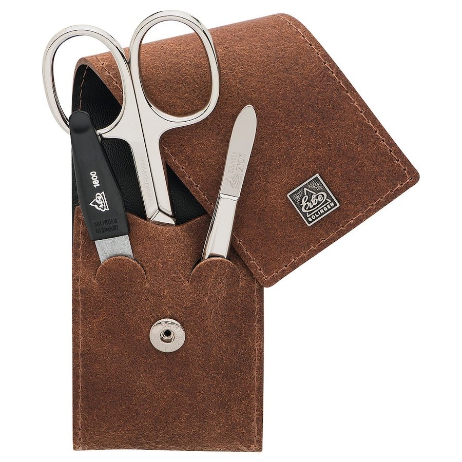 ERBE Manicure Pocket Case Range "Cognac & Ocean Blue", Cognac, 3 pcs. Kuferki do makijażu 1 ct 1 szt.