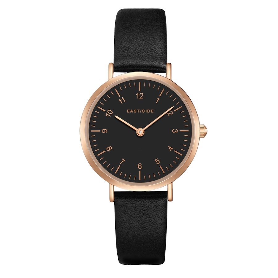 EASTSIDE Zegarek kwarcowy Rosehill Różowy złoty Skóra naturalna Czarny Zegarki damskie 1 ct Damski