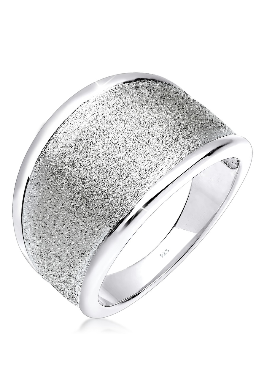 Elli Damski Basic Matt Statement Trend w srebrze próby 925 Sterling Silver Pierścionki 1 ct