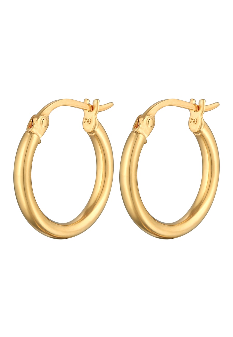 Elli Damskie kolczyki kreole z zapięciem kabłąkowym ze srebra próby 925 Sterling Silver Kolczyki koła 1 ct