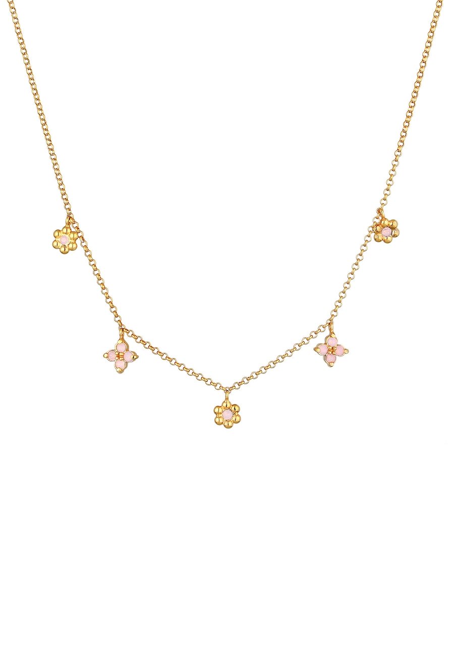 Elli Dziecięcy wisiorek kwiatek z kryształkami ze srebra próby 925 Sterling Silver Naszyjniki 1 ct Damski