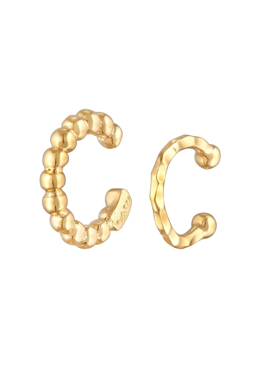 Elli Damski zestaw nausznic z młotkowanymi kulkami ze srebra 925 Sterling Silver Kolczyki 1 ct