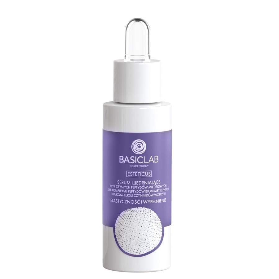 BasicLab Serum ujędrniające 0,5% czystych peptydów miedziowych, 25% kompleksu peptydów biomimetycznych, 10% kompleksu czynników wzrostu Elastyczność i