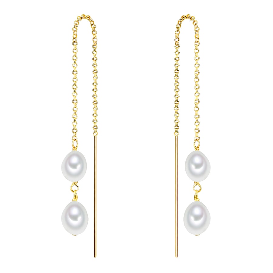 Valero Pearls Kolczyki wiszące z perłą srebro wysokiej próby Perła hodowlana słodkowodna różowe złoto 1 ct Damski