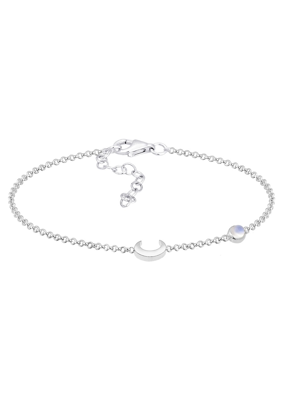 Elli Damski Półksiężyc gwiazdy filigranowy z kamieniem księżycowym w pozłacanym srebrze 925 Sterling Silver Bransoletki 1 ct