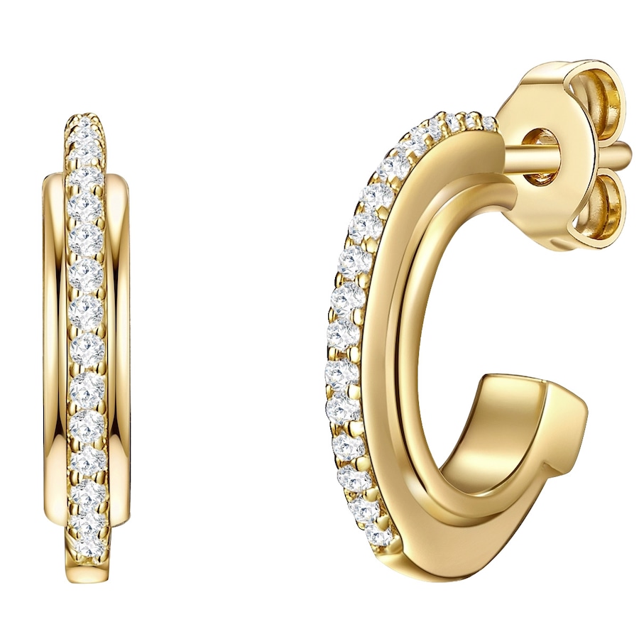 Glanzstücke München Srebrne kolczyki kreole srebro wysokiej próby Cyrkonia żółte złoto Kolczyki koła 1 ct Damski