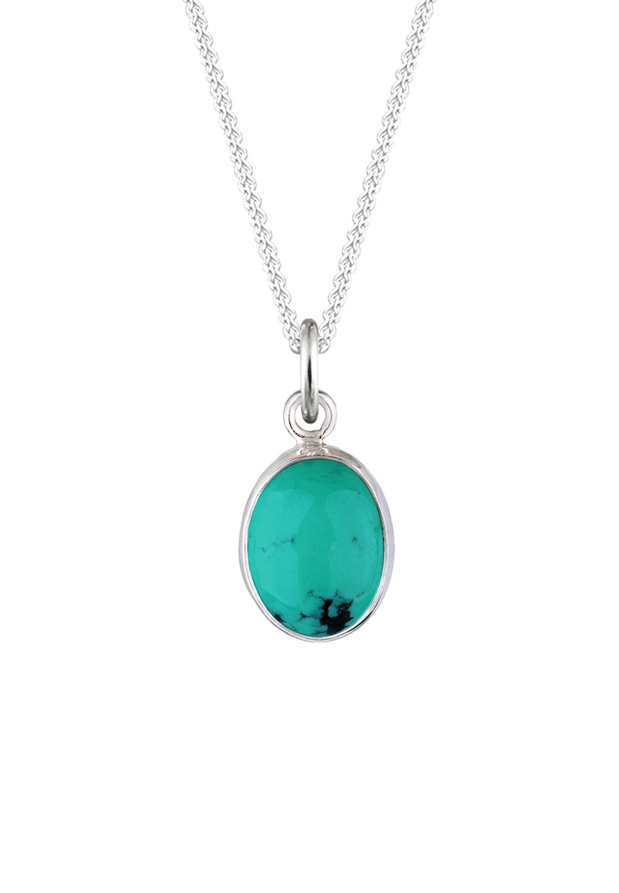 Elli Damski wisiorek z kamieniem szlachetnym Howlit Turquoise w srebrze próby 925 Sterling Silver o długości 45 cm Naszyjniki 1 ct