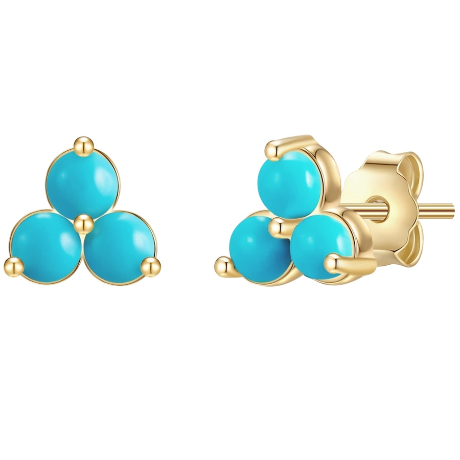 Glanzstücke München Srebrne kolczyki sztyfty srebro wysokiej próby Turkusowy (rek.) żółte złoto Kolczyki 1 ct Damski