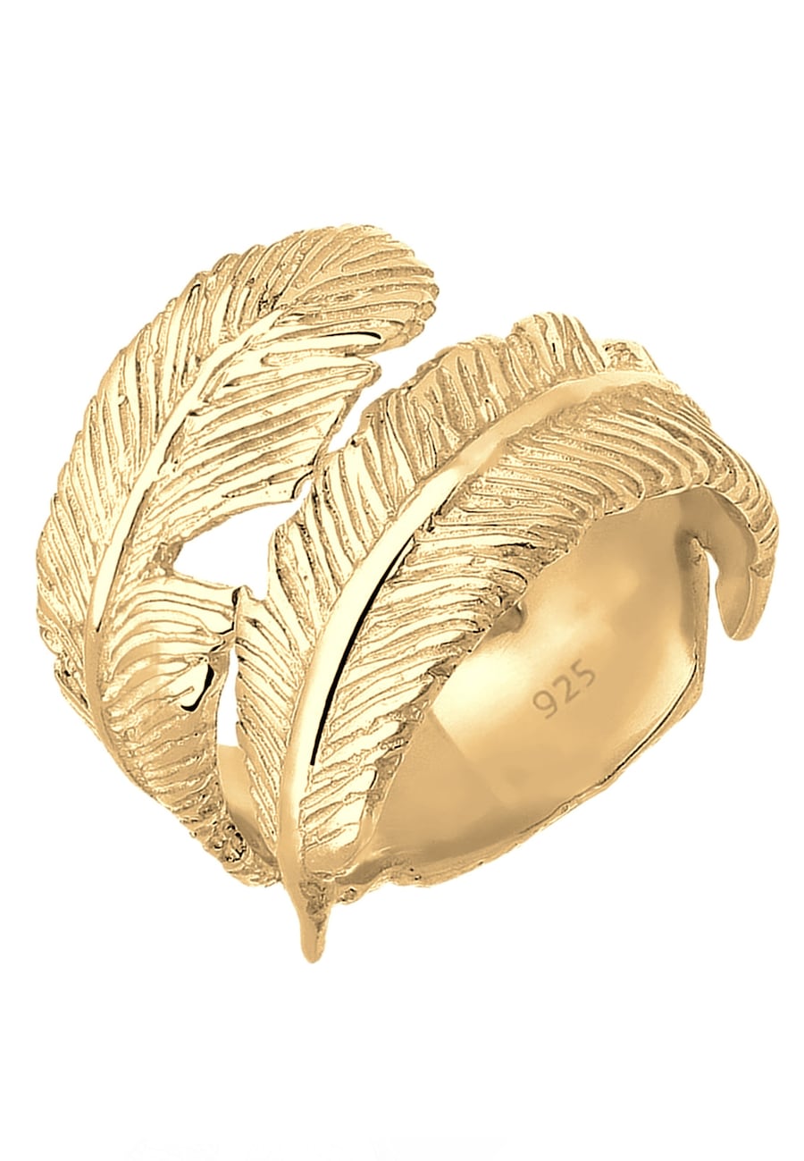 Elli Damski Wrap Pióro Boho Trend w srebrze 925 Sterling Silver Pierścionki 1 ct