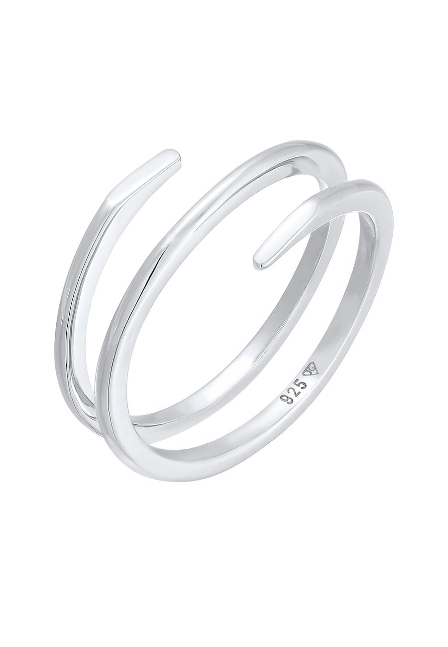 Elli Damski zawijany filigranowy Twist Trend, srebro 925 Sterling Silver Pierścionki 1 ct