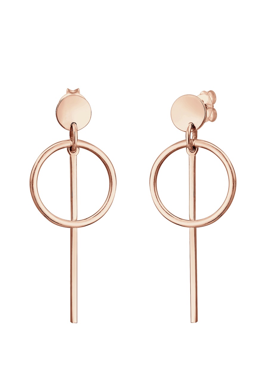 Elli Damskie kolczyki wiszące Geo Circle Basic Minimal Cool w srebrze 925 Sterling Silver Kolczyki 1 ct