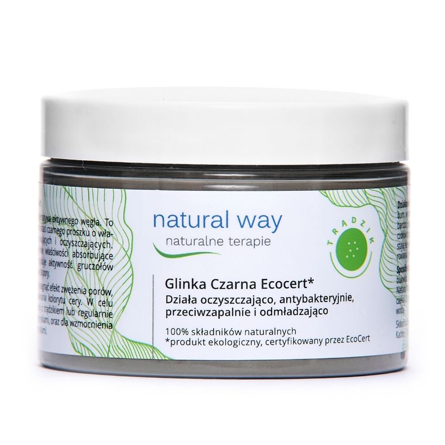 Natural Way Glinka czarna ecocert na trądzik Maseczki błotne 150 g