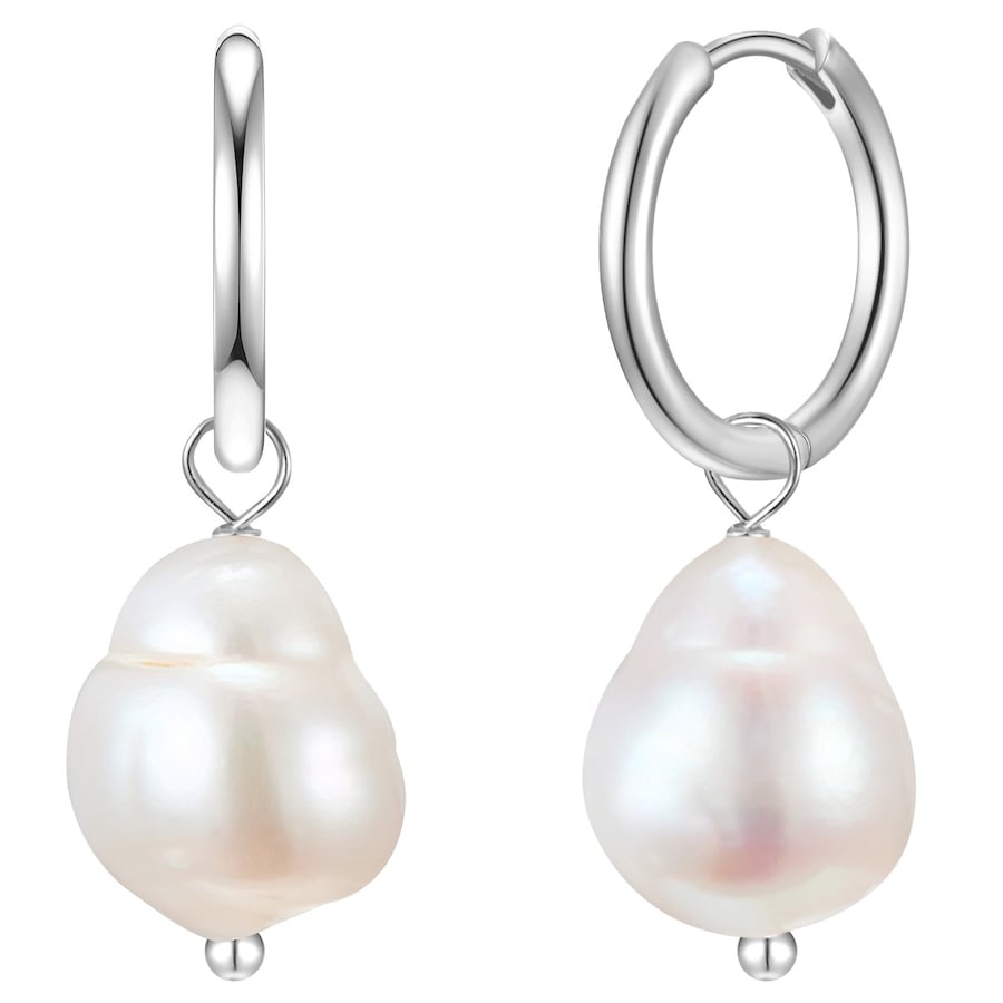 Glanzstücke München Srebrne kolczyki kreole srebro wysokiej próby Perła hodowlana słodkowodna srebrny Kolczyki koła 1 ct Damski