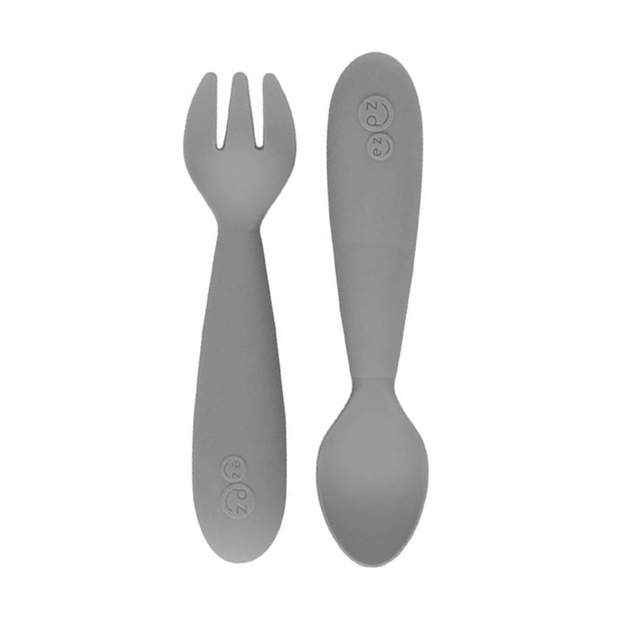 EZPZ EZPZ Komplet silikonowych sztućców Mini Utensils szary Akcesoria 1 ct