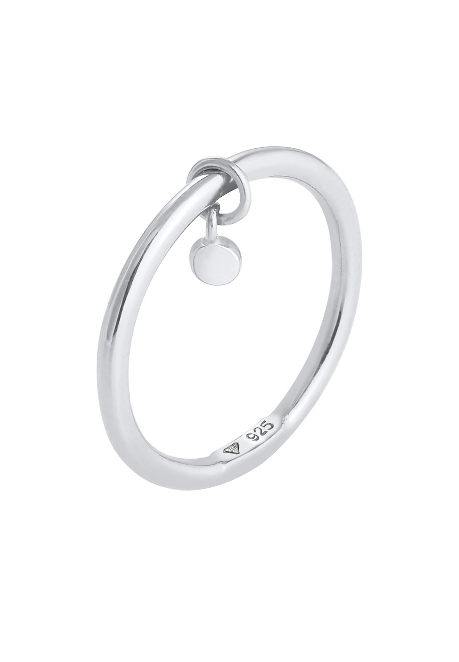 Elli Damski pierścionek okrągła płytka Basic Minimal srebro 925 Sterling Silver Pierścionki 1 ct
