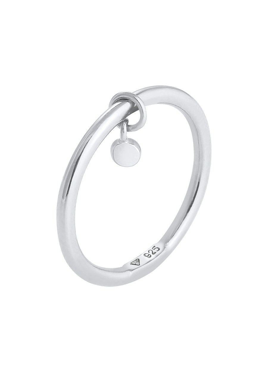 Elli Damski pierścionek okrągła płytka Basic Minimal srebro 925 Sterling Silver Pierścionki 1 ct
