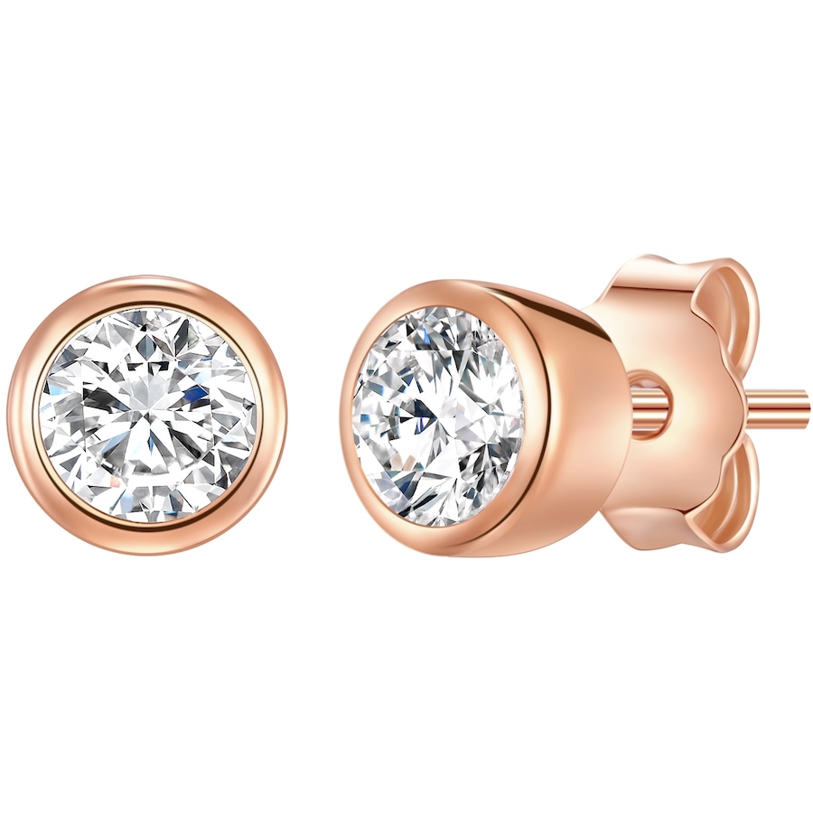Rafaela Donata Srebrne kolczyki sztyfty srebro wysokiej próby Cyrkonia różowe złoto Kolczyki 1 ct Damski