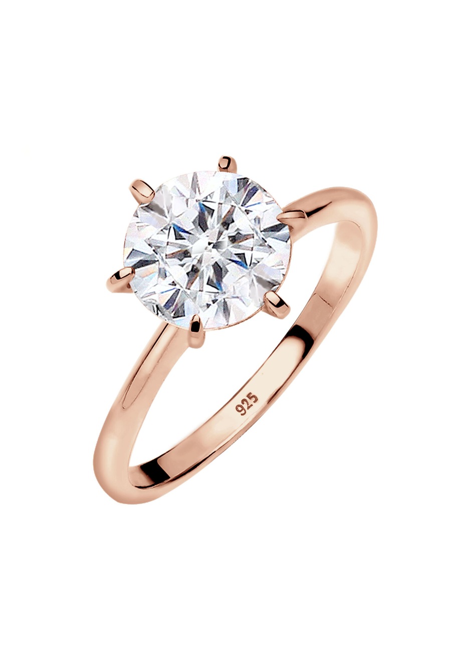 Elli Damski zaręczynowy z kryształami , srebro próby 925 Sterling Silver Pierścionki 1 ct