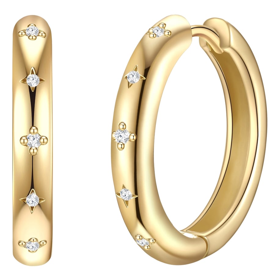 Glanzstücke München Kolczyki z Srebro wysokiej próby w Żółte złoto Kolczyki koła 1 ct Damski