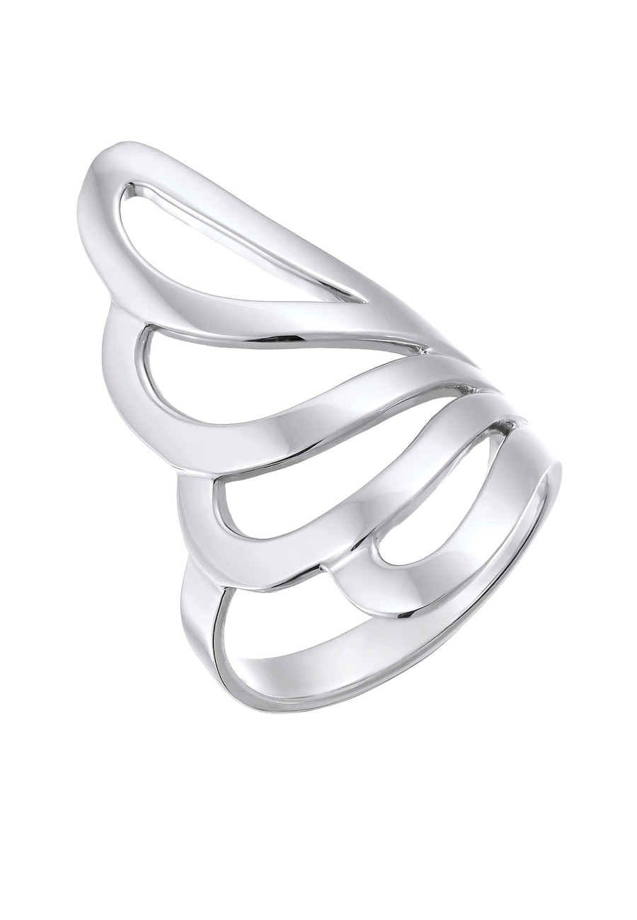 Nenalina Damski Statement Basic Fala Geo ze srebra próby 925 Sterling Silver Pierścionki 1 ct