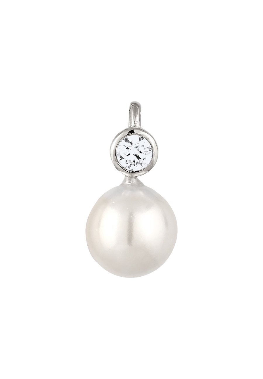 Nenalina Damski wisiorek okrągły mieniący się cyrkoniami i perłą Shell Core w srebrze próby 925 Sterling Silver Wisiorki 1 ct