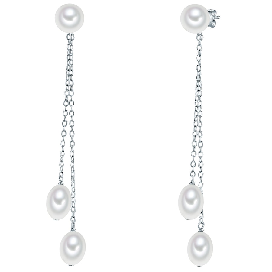 Valero Pearls Kolczyki wiszące srebrne srebro wysokiej próby Perła hodowlana słodkowodna srebrny 1 ct Damski