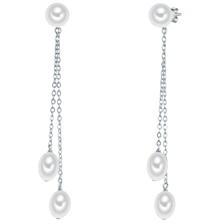 Valero Pearls Kolczyki wiszące srebrne srebro wysokiej próby Perła hodowlana słodkowodna srebrny 1 ct Damski