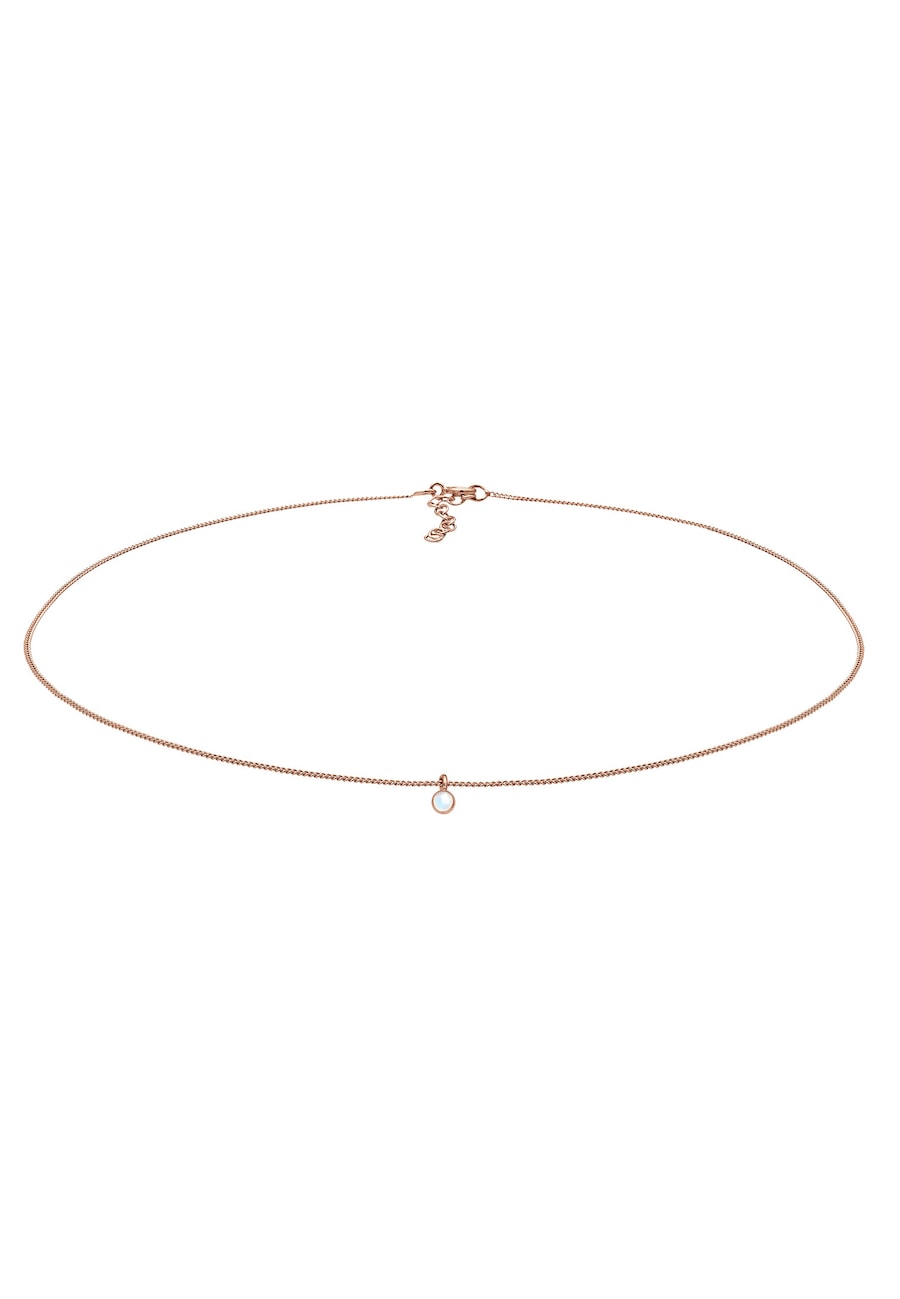 Elli Damski wisiorek choker Geo z kamieniem księżycowym, srebro 925 Sterling Silver Naszyjniki 1 ct