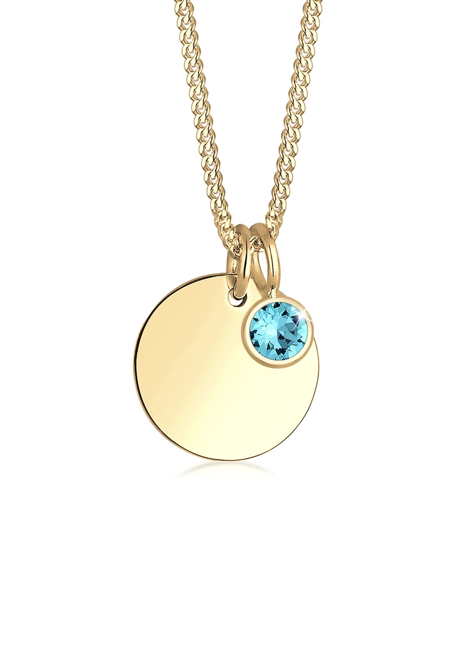 Elli Damski kamień narodzin kwietnia z kryształami w pozłacanym srebrze próby 925 Naszyjniki 1 ct