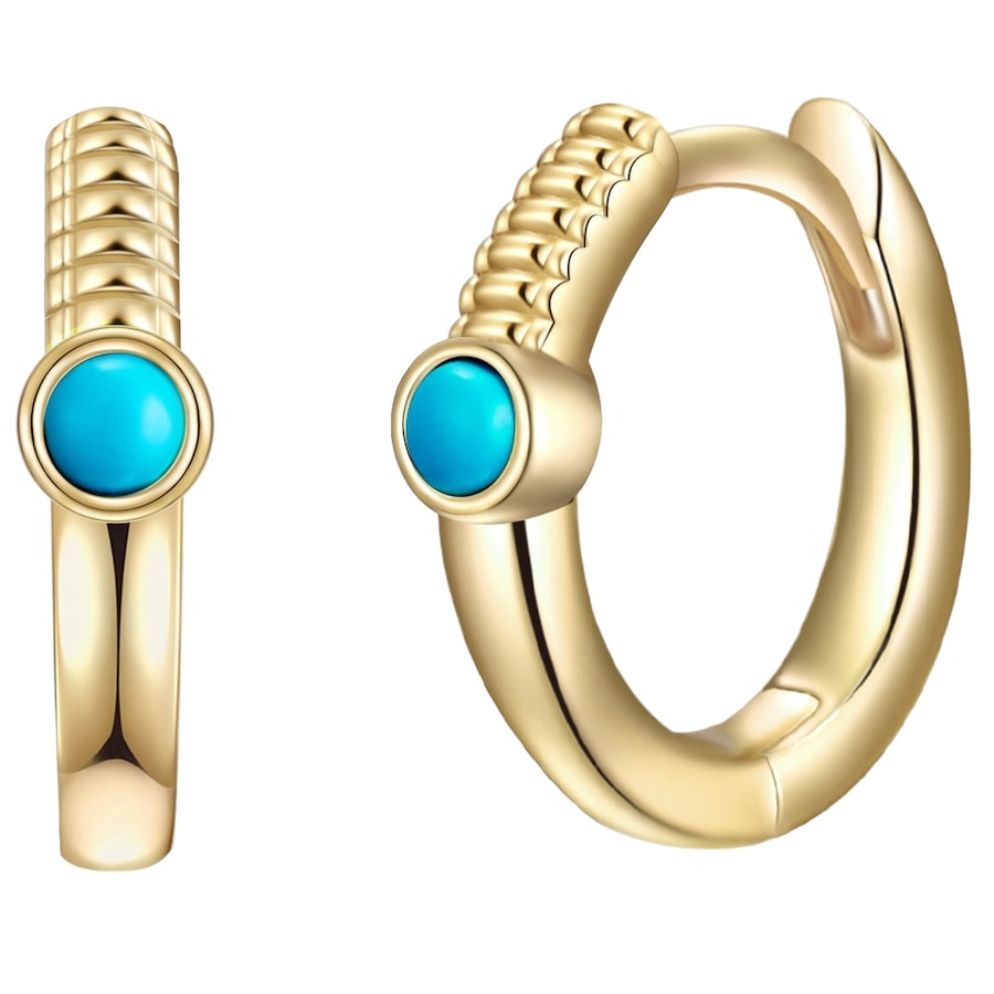 Glanzstücke München Srebrne kolczyki kreole srebro wysokiej próby Turkusowy (rek.) żółte złoto Kolczyki 1 ct Damski