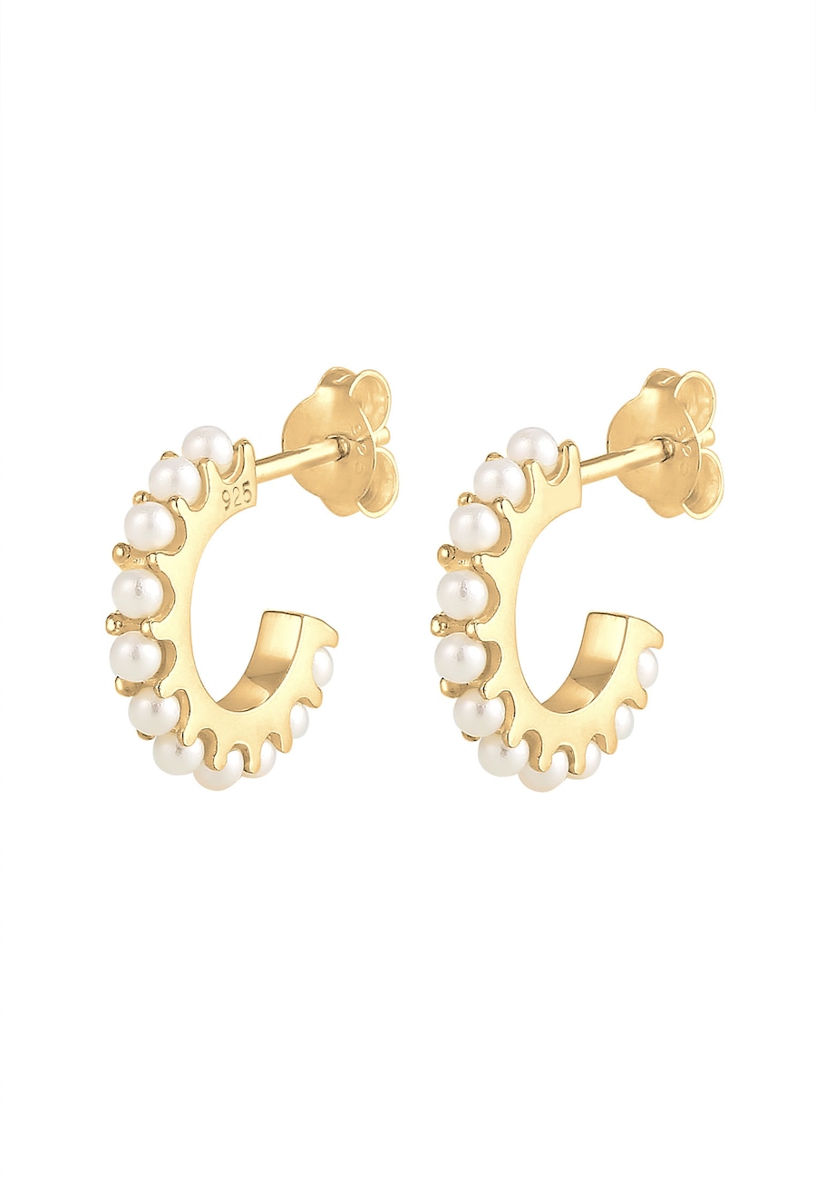 Elli Elli Kolczyki Damskie Creoles Elegant with Perły syntetycznew srebrze próby 925 Kolczyki koła 1 ct