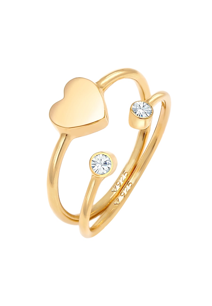 Elli Pierścionek z kryształem dla pań, zestaw 925 sztuk srebra próby 925 Pierścionki 1 ct Damski