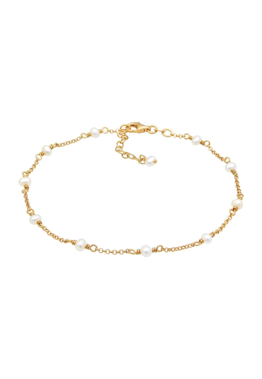 Elli Damska bransoletka na kostkę z perłami słodkowodnymi w srebrze 925 Sterling Silver Bransoletki na nogę 1 ct Damski