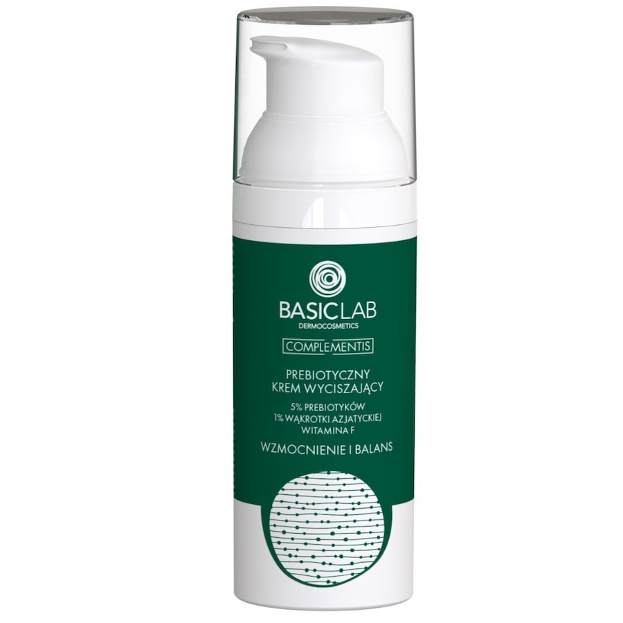 BasicLab Prebiotyczny krem wyciszający 5% prebiotyków, 1% wąkrotki azjatyckiej i witaminą F WZMOCNIENIE I BALANS Kremy do twarzy 50 ml