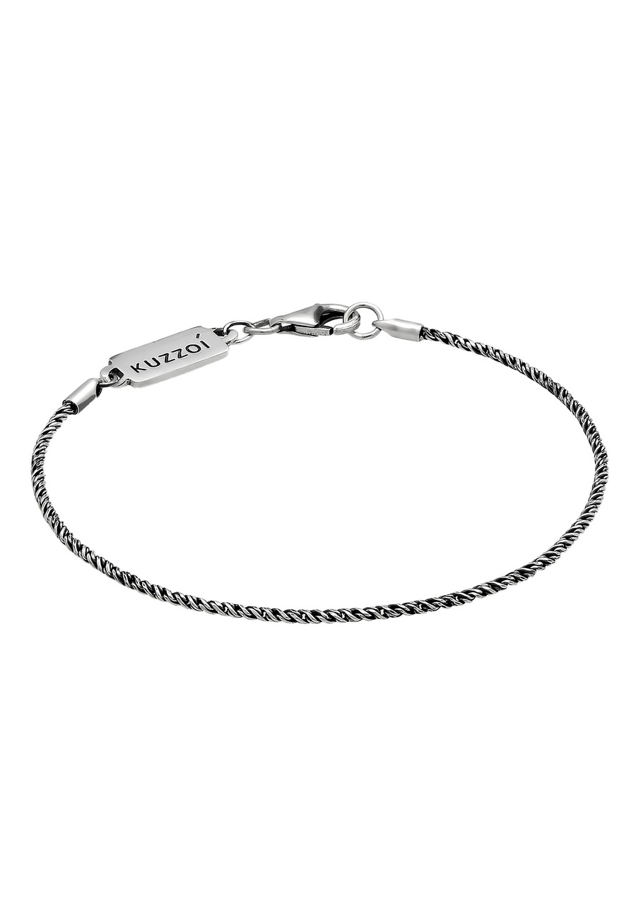 KUZZOI Męski łańcuszek sznurkowy Twisted Basic Elegant w oksydowanym srebrze 925 Sterling Silver Biżuteria męska 1 ct Męskie