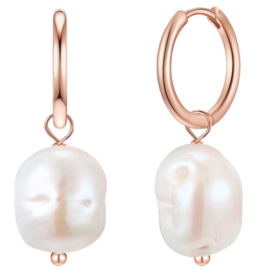 Glanzstücke München Srebrne kolczyki kreole srebro wysokiej próby Perła hodowlana słodkowodna różowe złoto Kolczyki koła 1 ct Damski