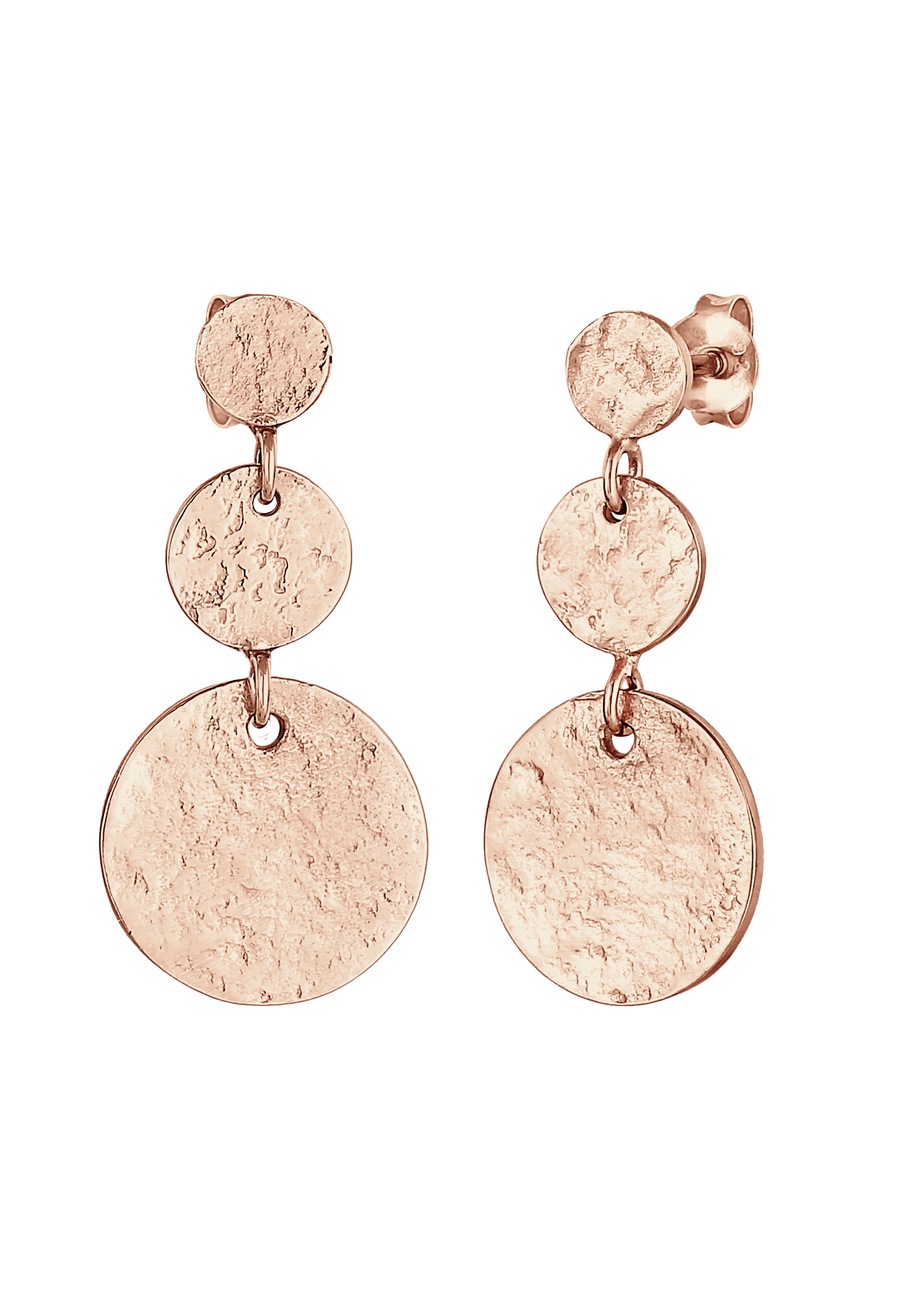 Elli Damskie kolczyki wiszące Retro Vintage Organic w pozłacanym srebrze 925 Sterling Silver Kolczyki 1 ct