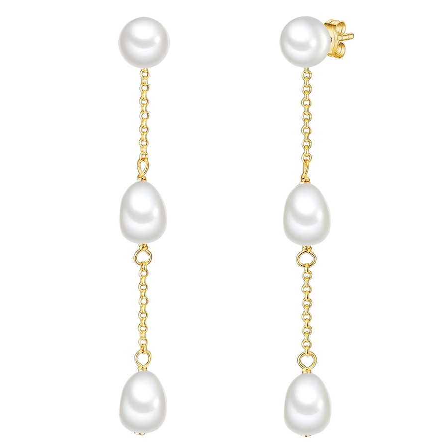 Valero Pearls Kolczyki wiszące z perłą srebro wysokiej próby Perła hodowlana słodkowodna różowe złoto 1 ct Damski